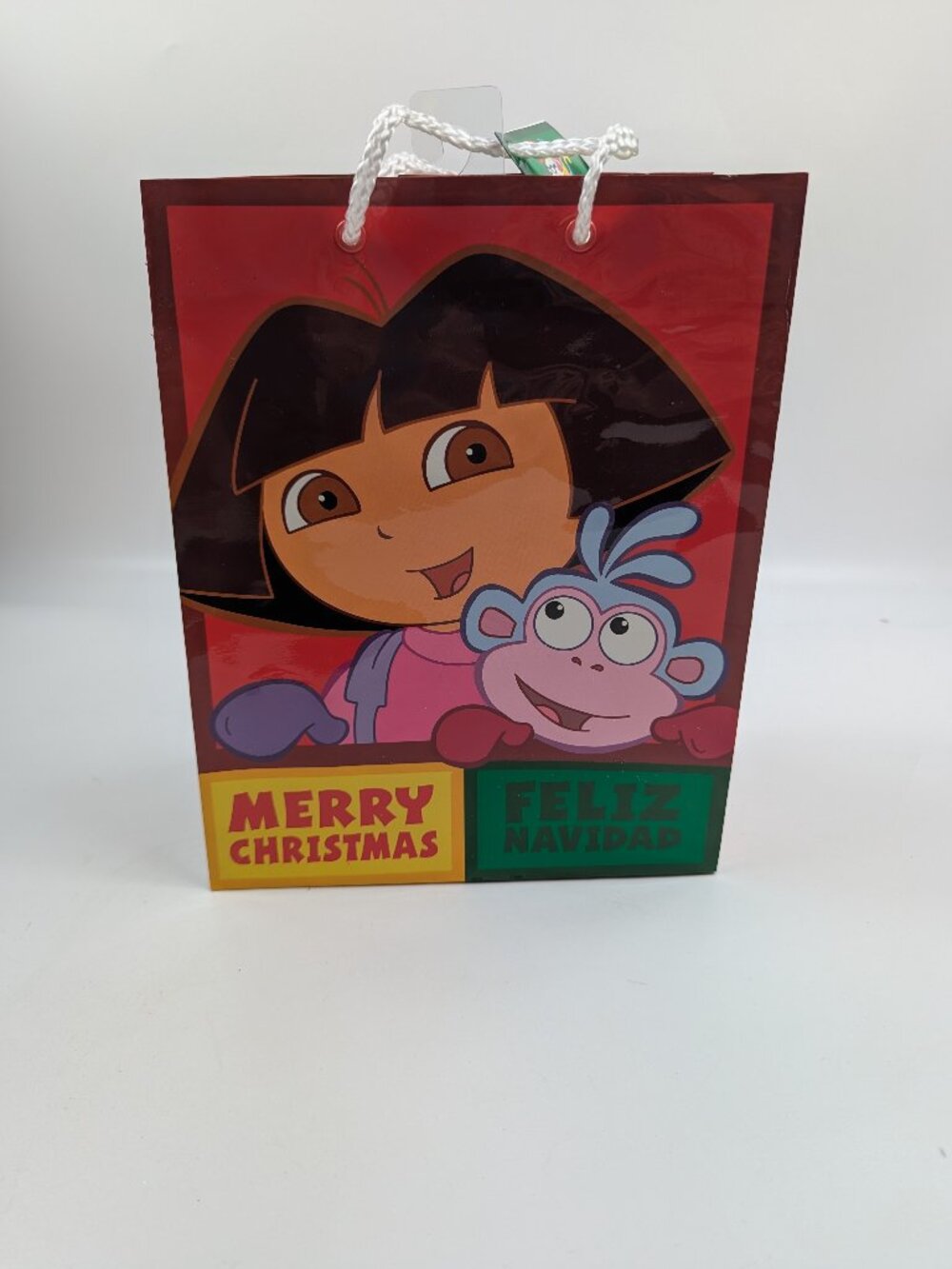 Vintage 2004 Dora The Explorer 'Merry Christmas' Feliz Navidad Gift Bag Reusable